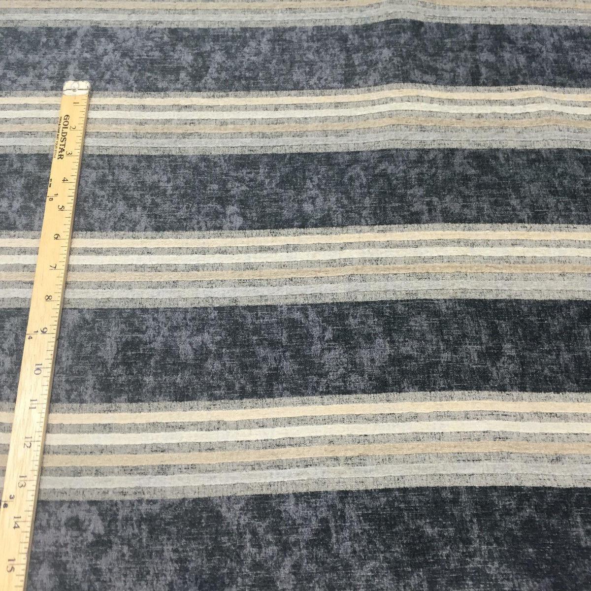 Moondance Stripe Licorice Blue Fabricut Upholstery chenille Fabric By the yard