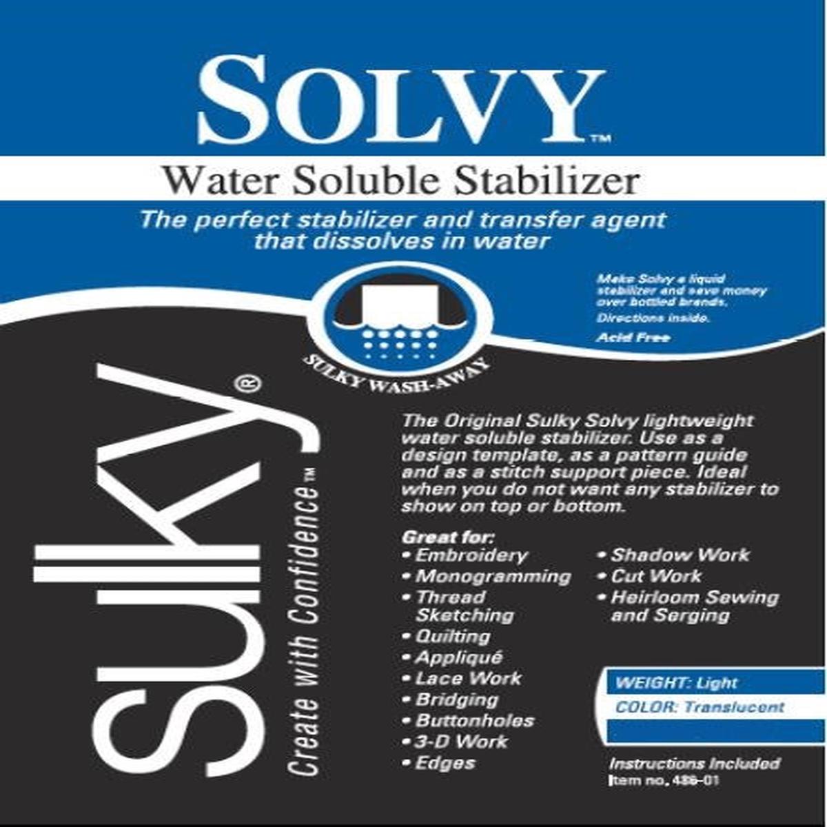 Sulky Solvy 19.75"x1yd Lightweight Water Soluble Stabilizer 486-01