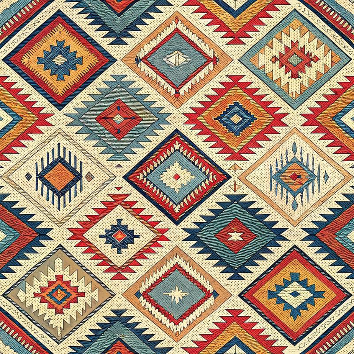 Turkish Kilim Pattern 9 Quilting Cotton Fabric