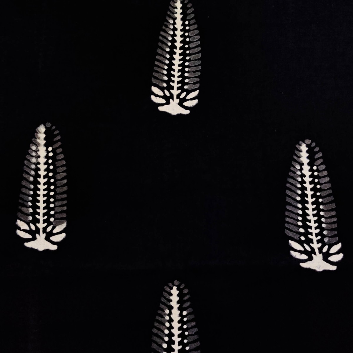 Pure Cotton Black With White And Grey Ajrak Motif Hand Block Print Fabric