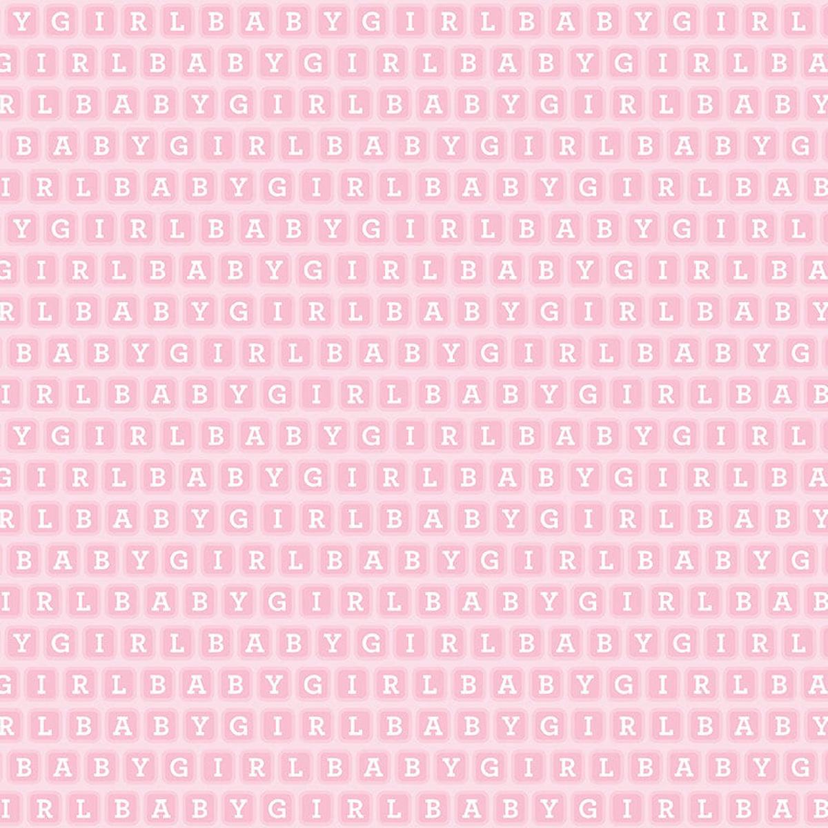 27" End of Bolt - FLANNEL Baby Girl Blocks F13334 Pink - Riley Blake Designs - Children's Words Text - FLANNEL Cotton Fabric
