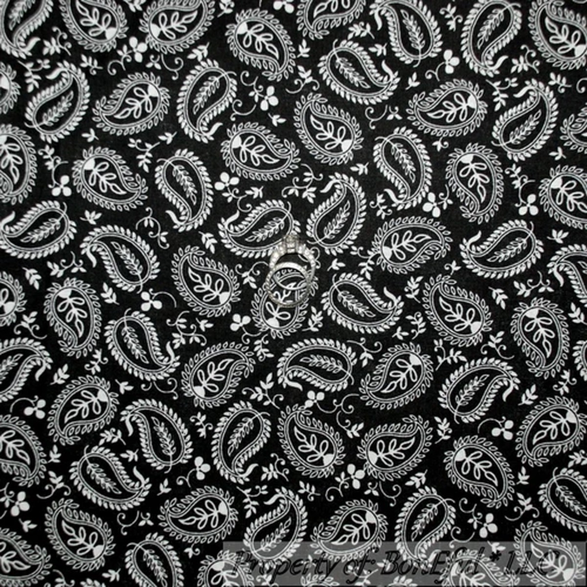 BonEful Fabric FQ Cotton Quilt Black White B&W Paisley Calico Lace Small Flower