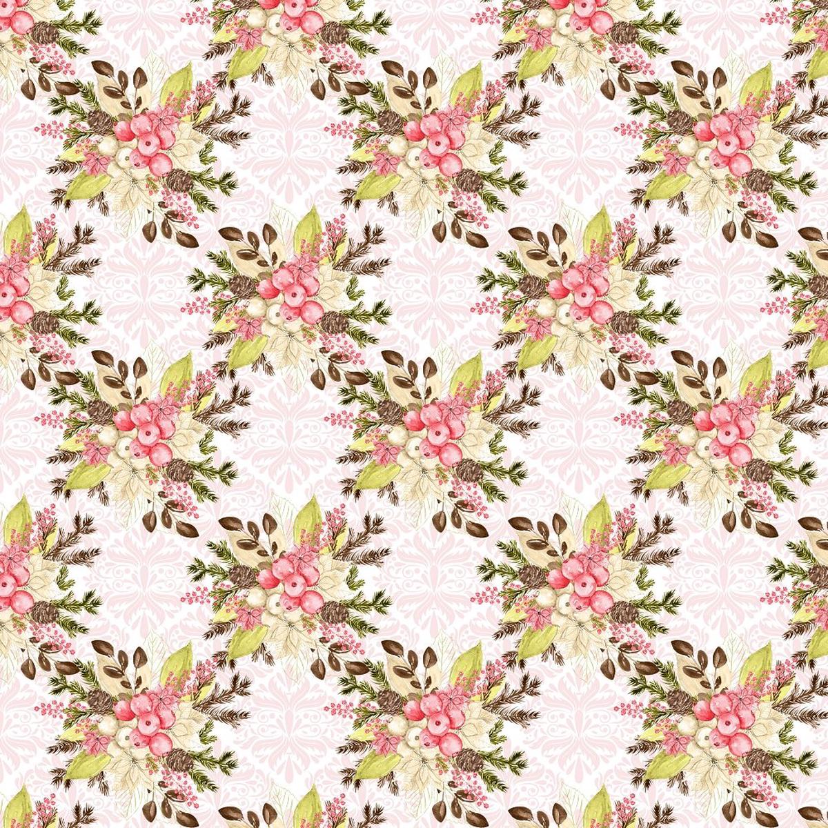 Dourado Adamascado Winter Poinsettia Fabric - Pink