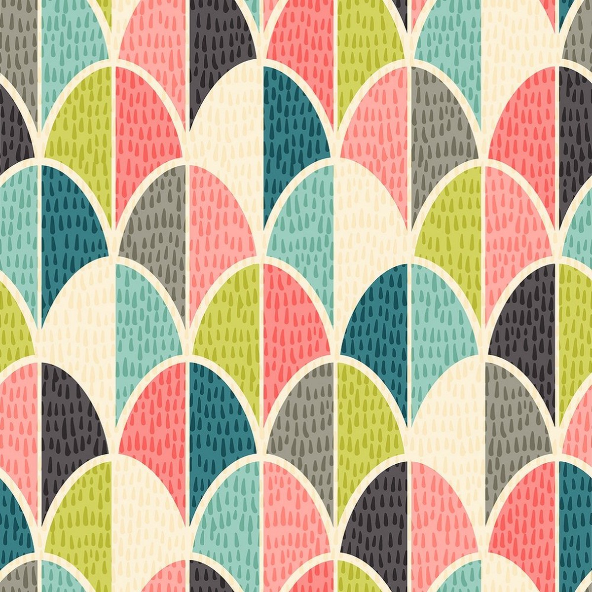 Overlapping Abstract Egg Pattern Fabric