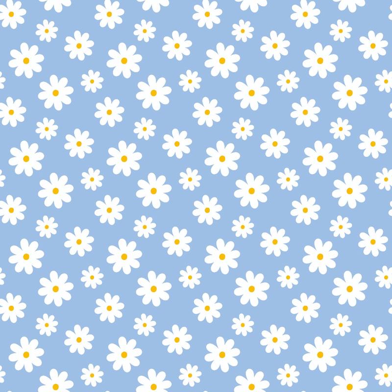 Periwinkle Dreams White Daisies on Periwinkle Quilting Cotton Fabric
