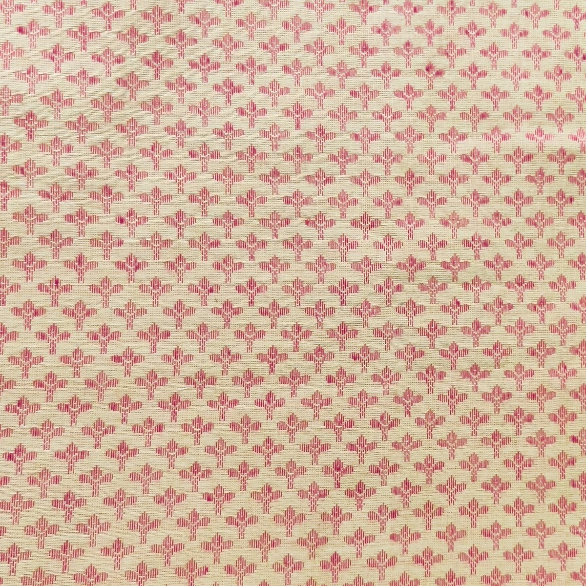 Pure Cotton Beige With Tiny Pink Weves Handwoven Fabric