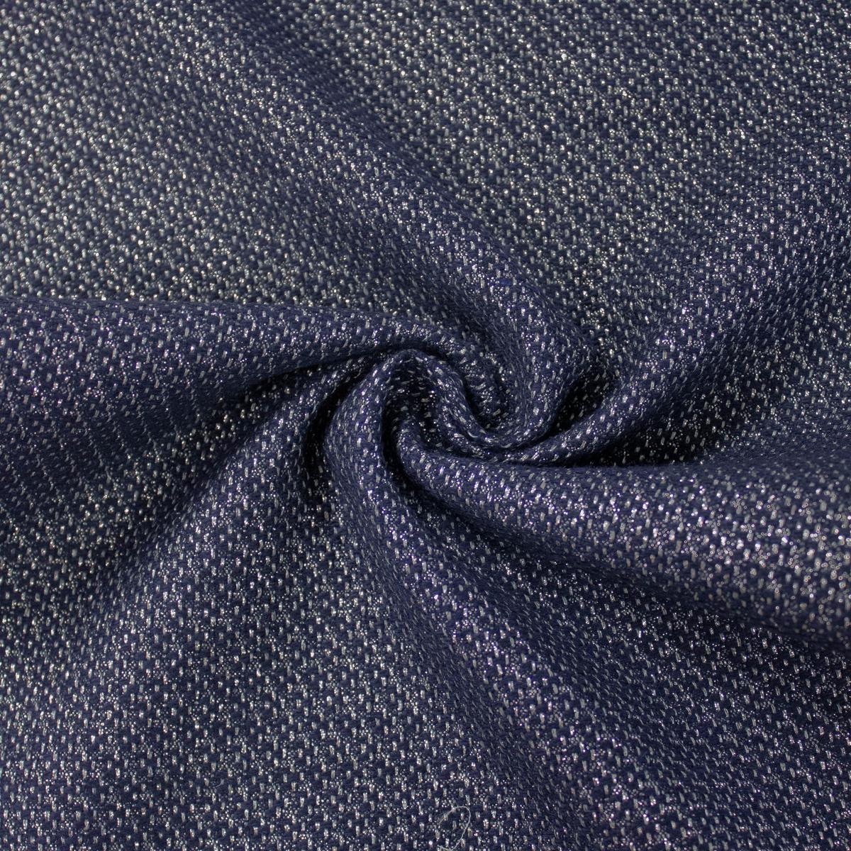 Toon Dark Blue & Silver Wool Fabric