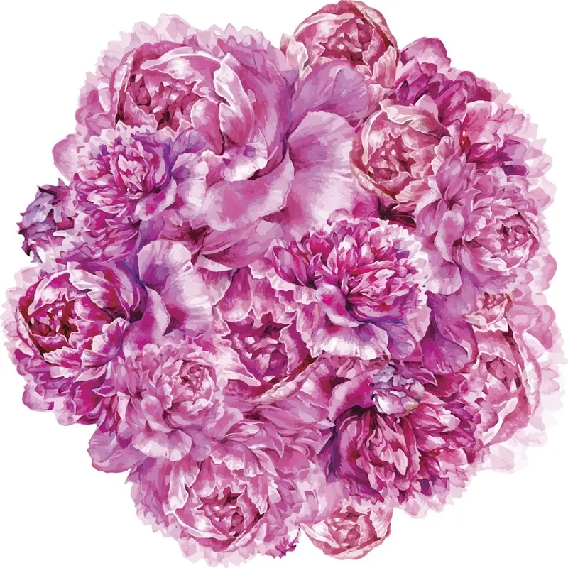 Watercolor Pink Peonies and Buds Fabric Panel