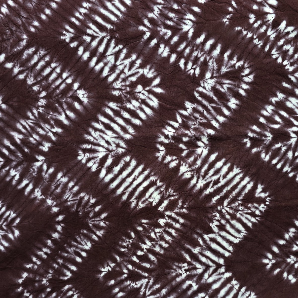 Pure Cotton Brown With Zig Zag Shibori Tie And Dye Fabric