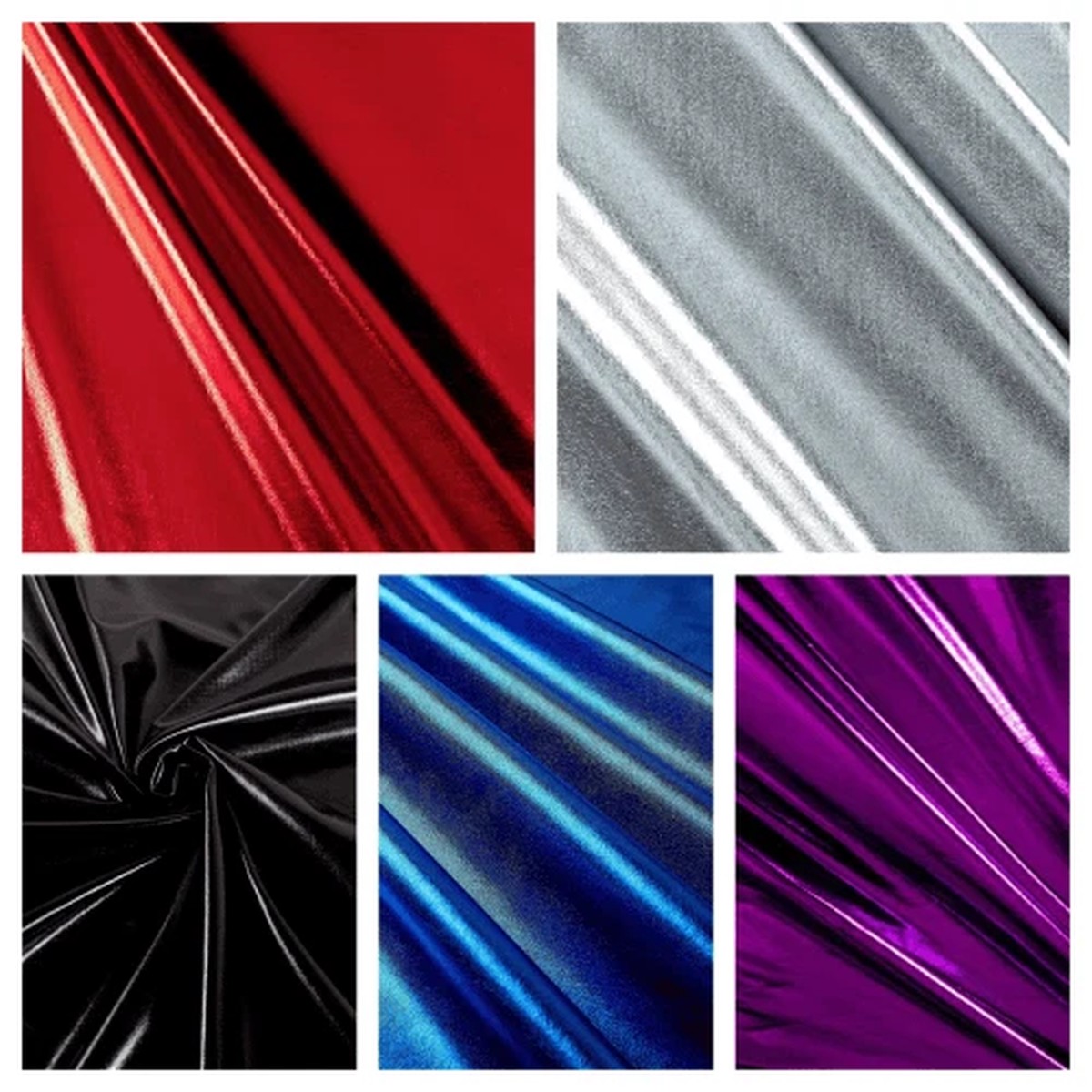 60" Foil Lame Metallic Stretch Spandex Fabric - Per Yard (Various Colors)