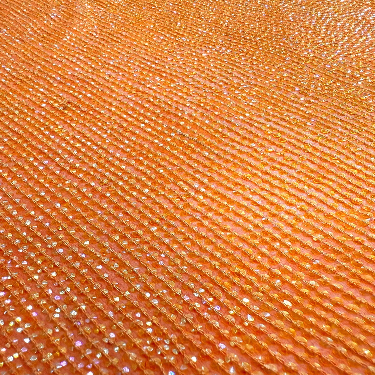 Orange Sequin & Beads on Silk Chiffon JEC-200-01