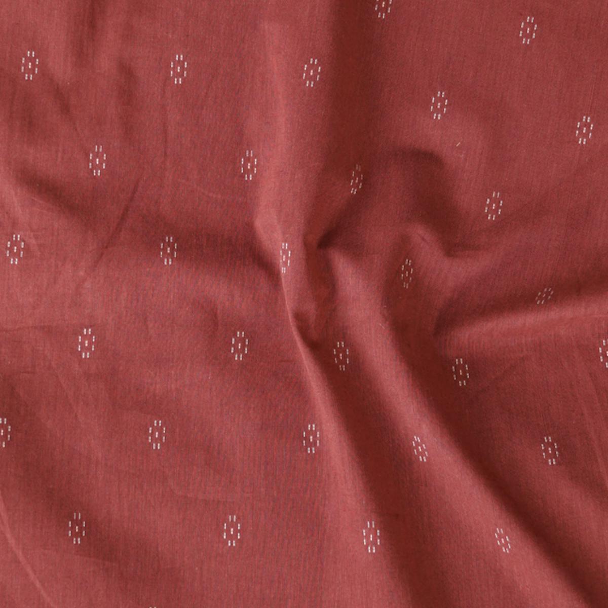 Pure Cotton Handloom Rust Brown With Motif Woven Fabric