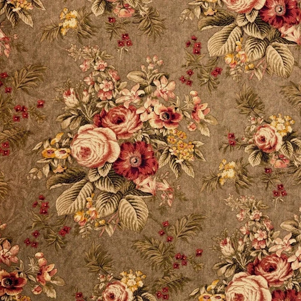 Vintage Floral Cotton Jacquard OLIVE Green Drapery Pillow Upholstery Fabric BTY
