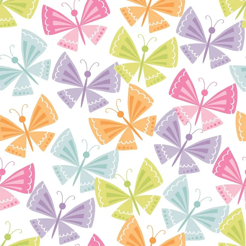 Watercolor Colorful Butterflies Fabric - Pastel