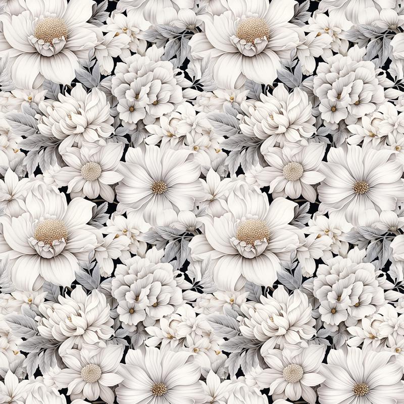 White Flowers Pattern 11 Quilting Cotton Fabric