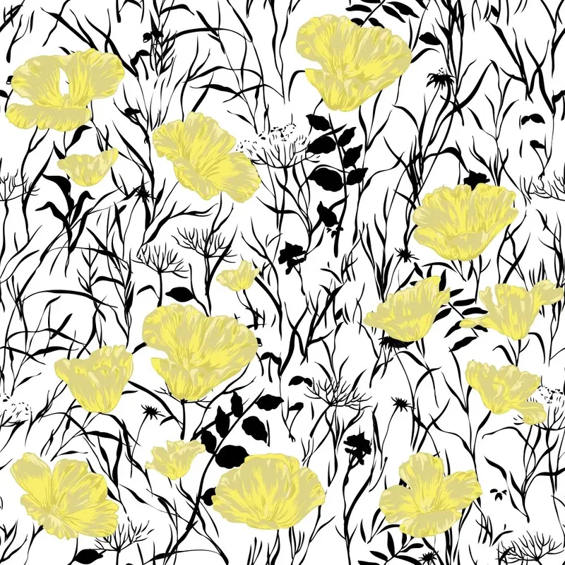 Poppy Fields Fabric - Yellow