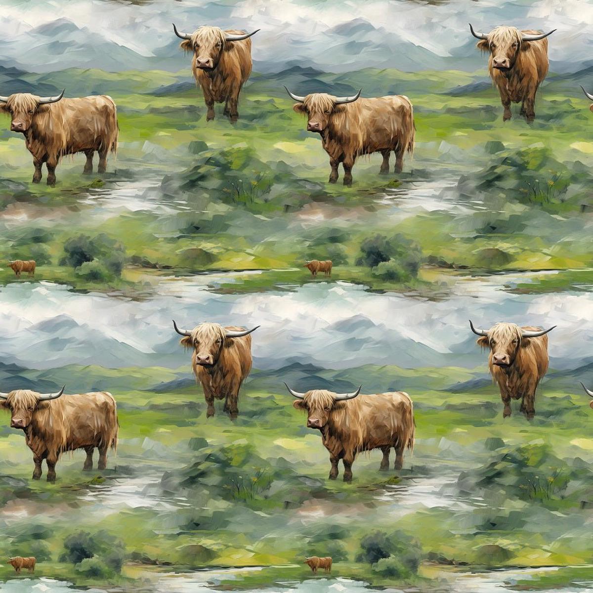Scottish Highland Cows #2 Fabric