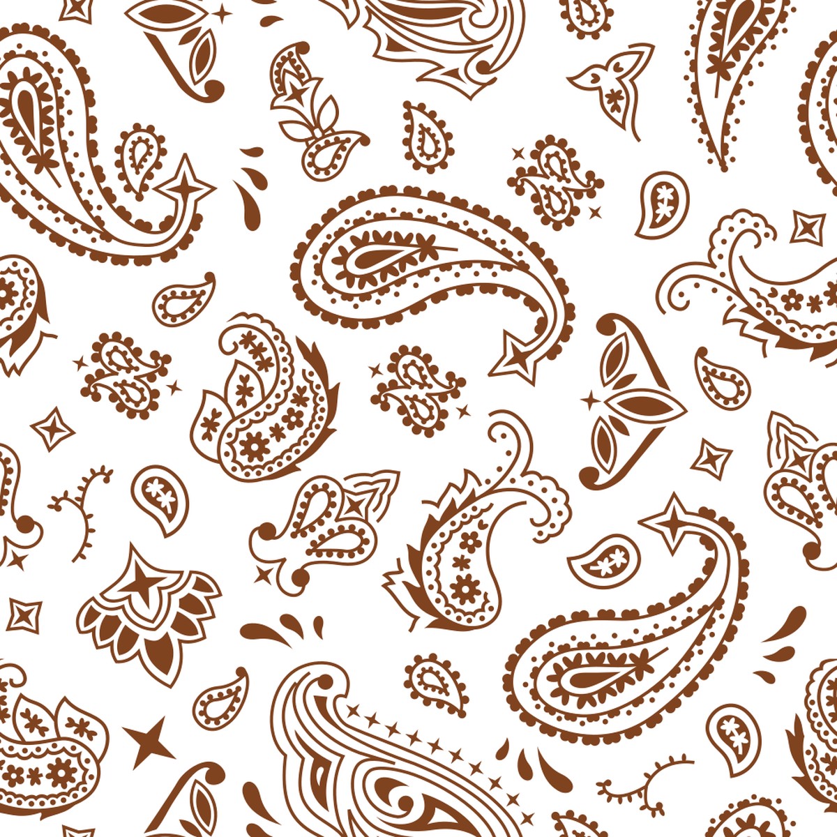 Bandana Fabric - Russet on White