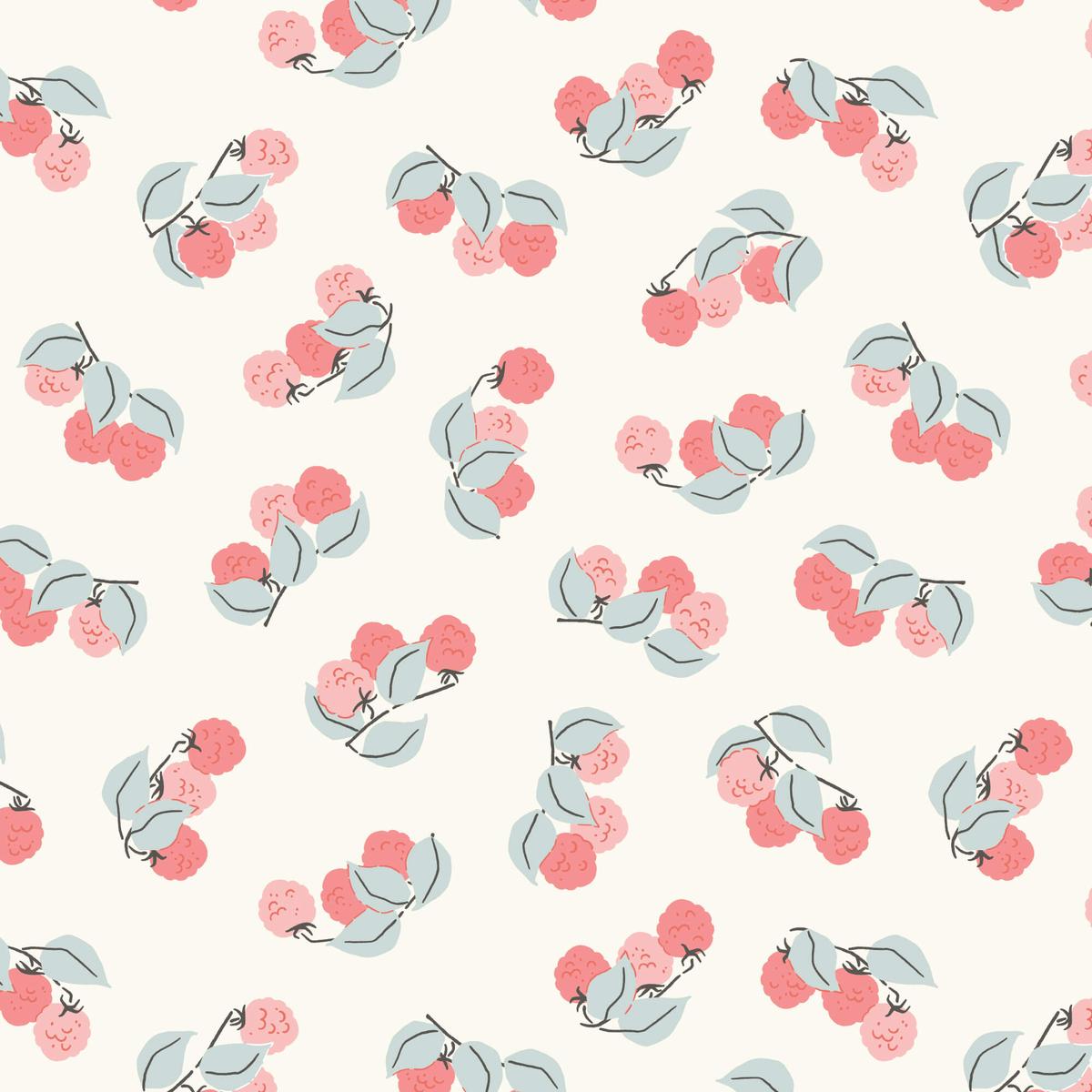 Cottage Garden - Raspberry Patch - Ivory 44" / 45" Fabric Per Yard
