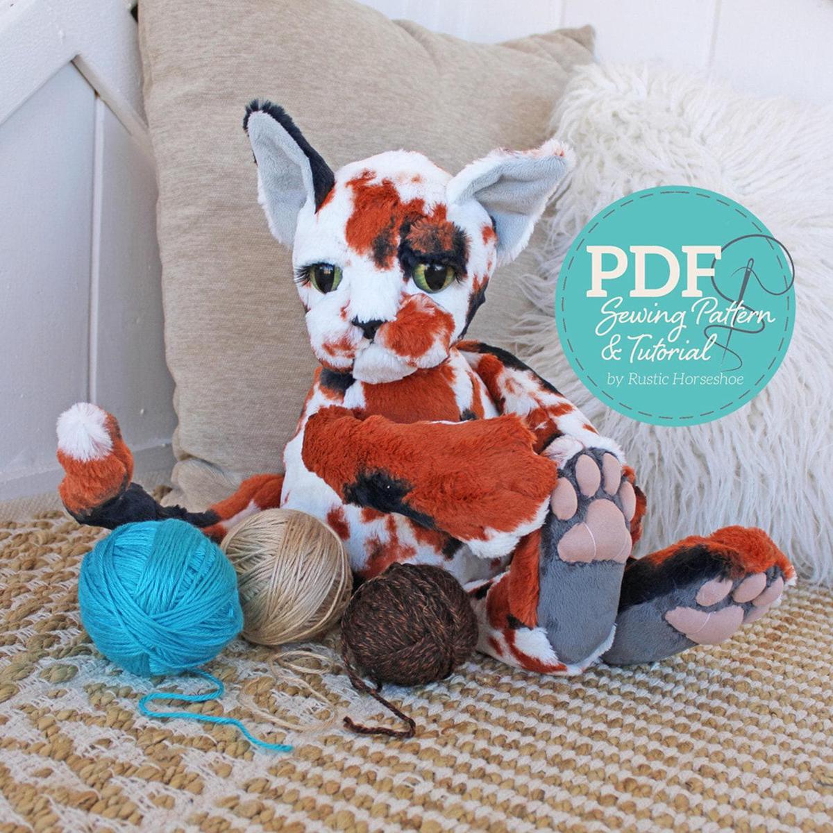 SALE Charismatic Cat Plush Doll Pattern Quilt PaTTERN - QT Designers - QT Fabrics - Instructions Only - Plushie Animal