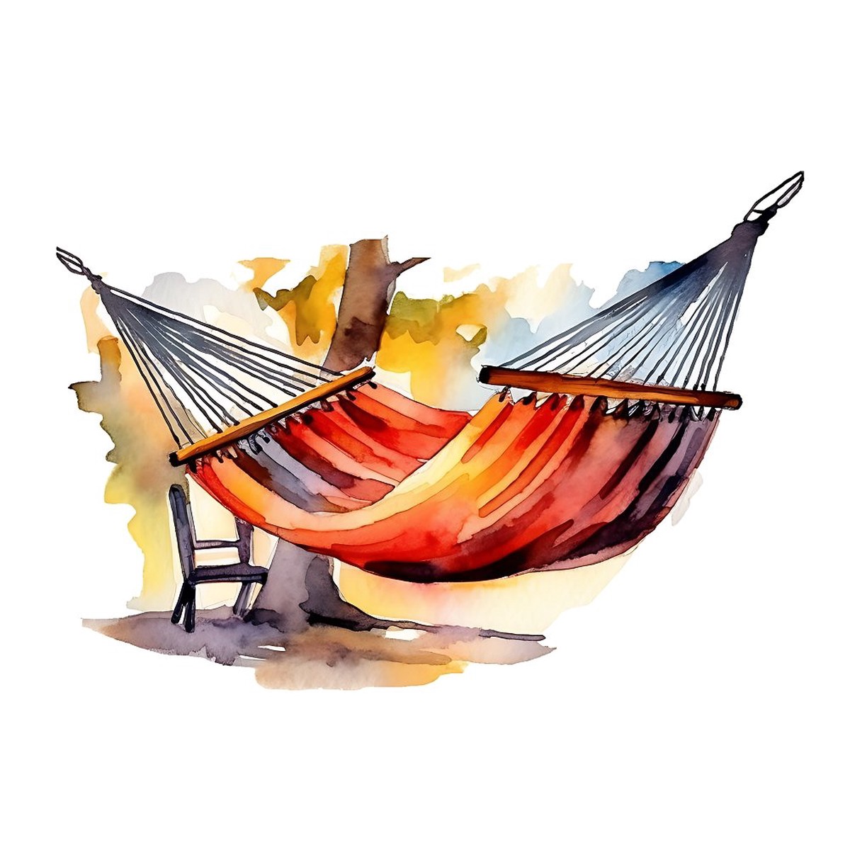 Watercolor Camping 14 Fabric Panel
