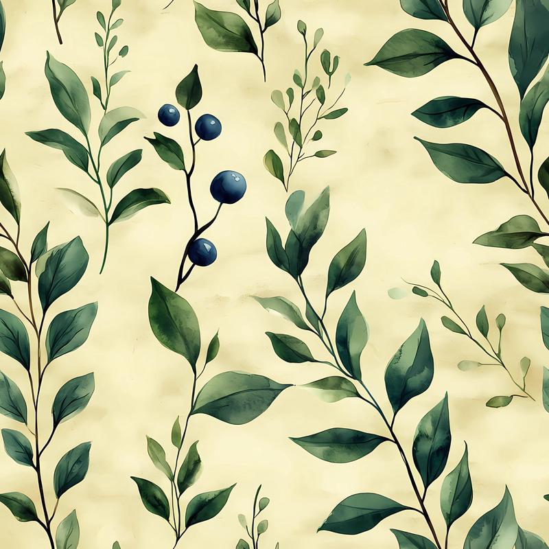 Winter Greenery Pattern 12 Quilting Cotton Fabric