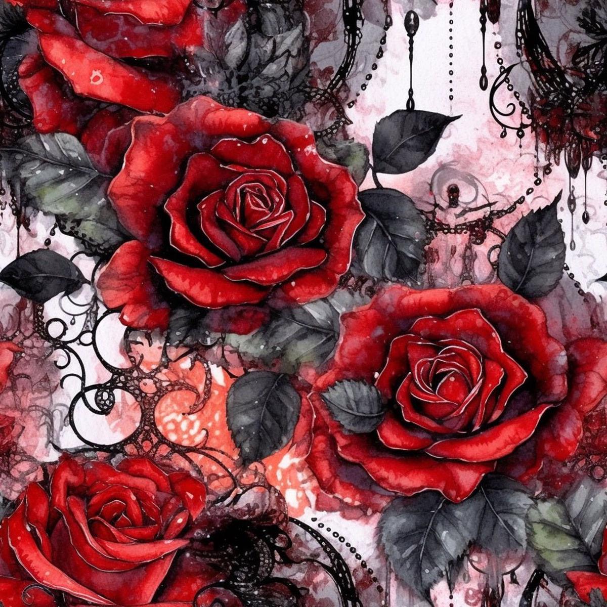 Gothic Rose Garden Pattern #8 Fabric