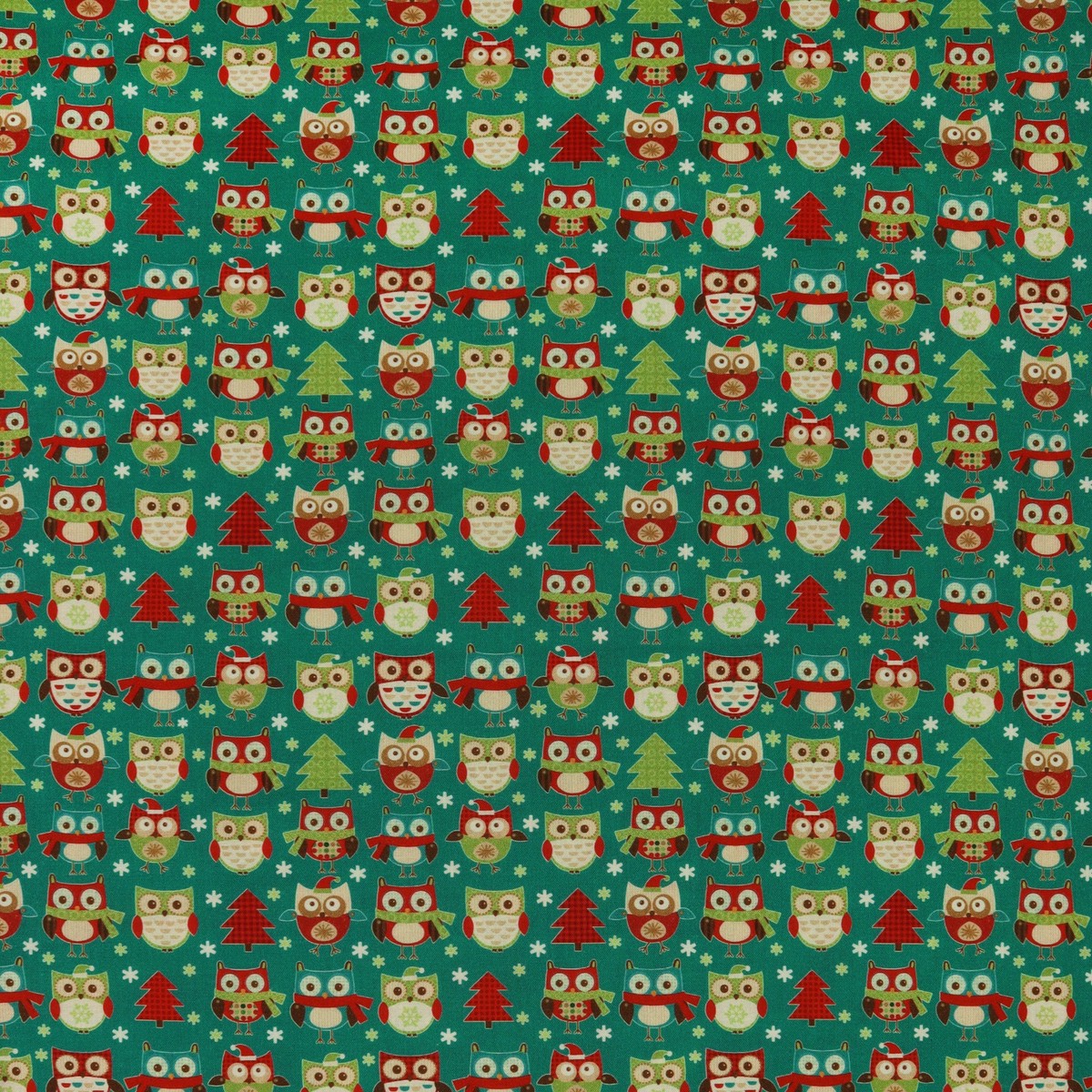 Owl Be Home For Christmas Fabric Collection - Joyous Owls Teal