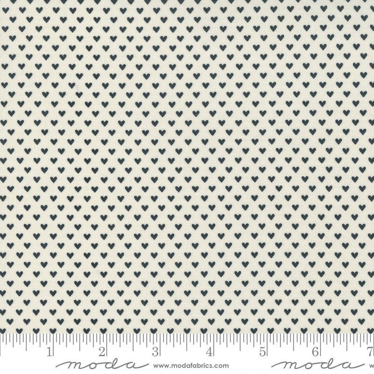 SALE Flirt Tiny Heart 55574 Cream Black - Moda Fabrics - Valentine's Day Valentines Hearts - Quilting Cotton Fabric