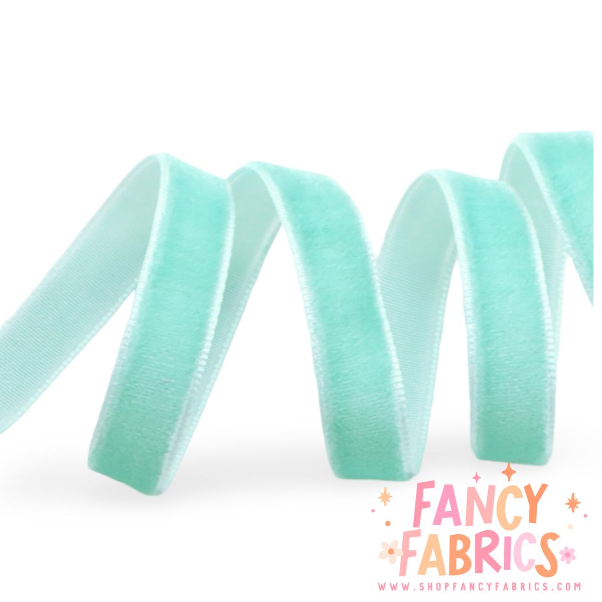 Mint | 3/8" Stretch Velvet | Ribbon | Sold By The Yard