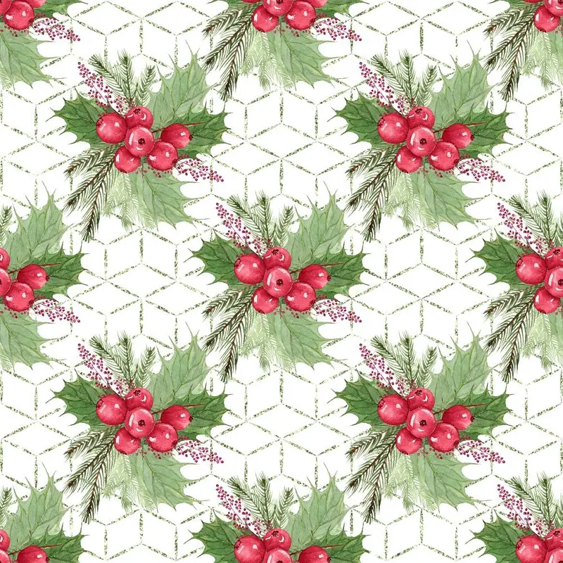 Mistletoe Christmas Fabric - White