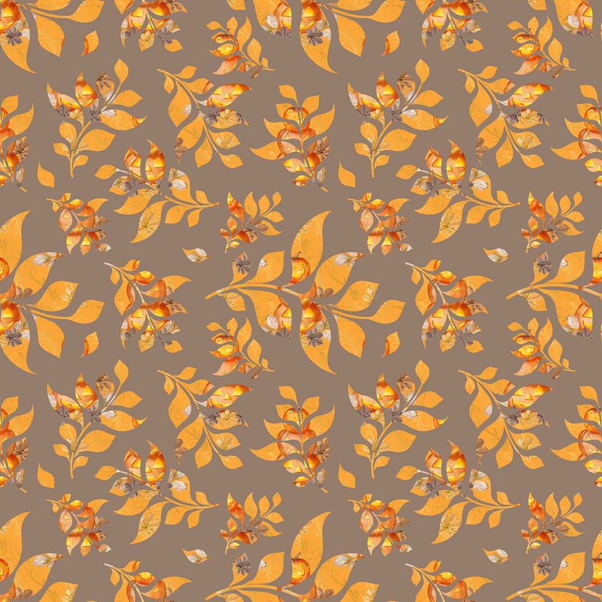 Patterned Floral Fabric - Brown