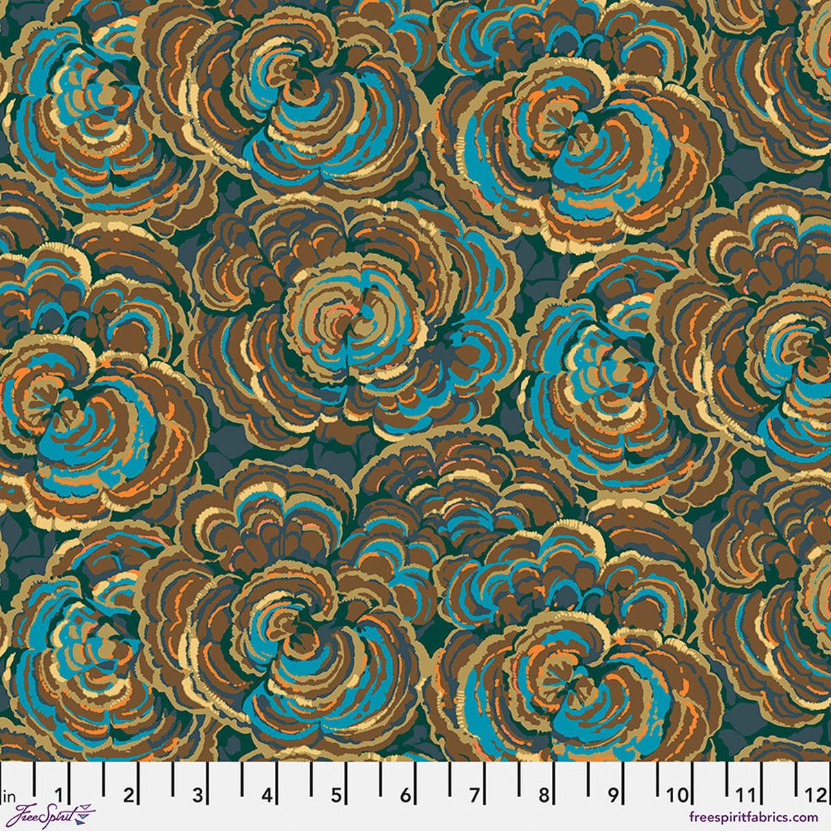 Forage Quilt Fabric - Turkey Tail in Dark Blue - PWMN078.DARKBLUE
