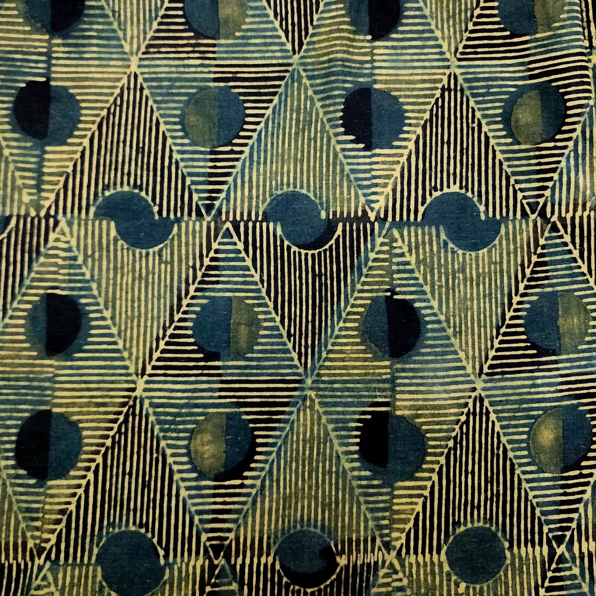 Pure Cotton Ajrak Geometrical Design Light Green And Black Hand Block Print Fabric