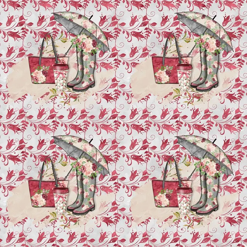 Rain Romance Arrangement 4 on Floral Fabric