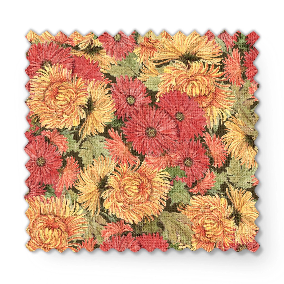 Susan Winget Packed Mums on Rust Fabric