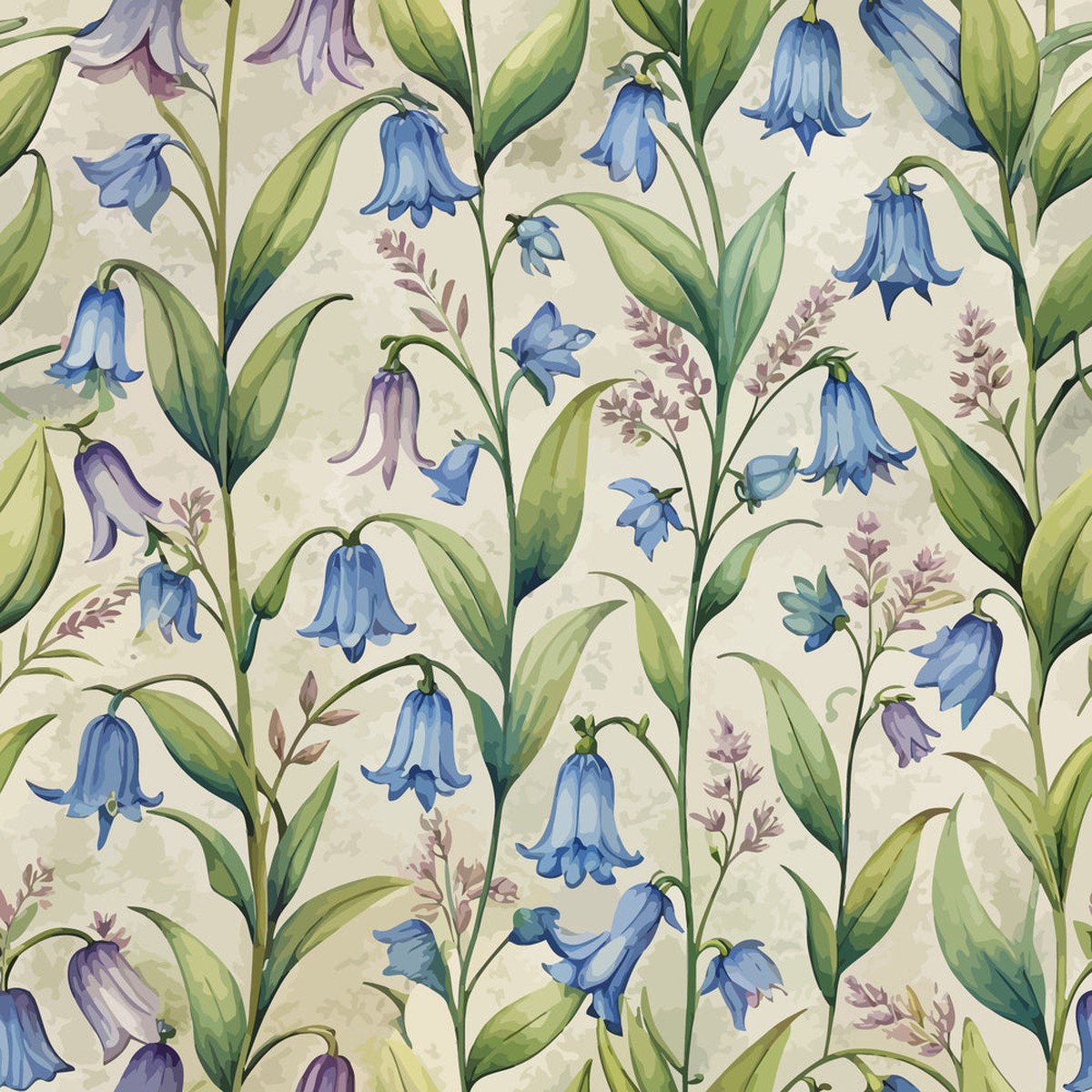 Art Nouveau Bluebells Pattern 1 Quilting Cotton Fabric