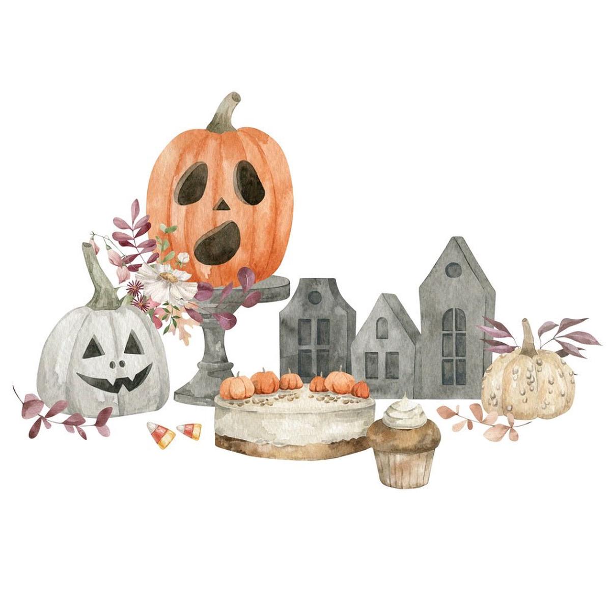 Halloween Still Life Decor Fabric Panel