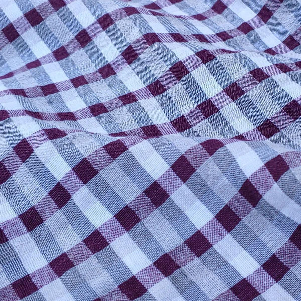 Linen Blend Gingham Check Seersucker Fabric (6326 6828 6827 6918 6919)