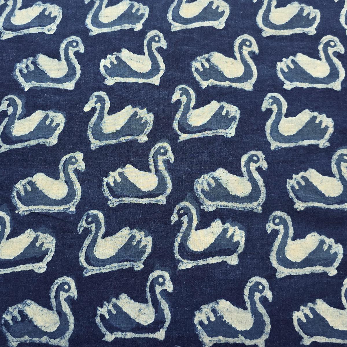 Pure Cotton Indigo Duck motif Hand Block Print Fabric