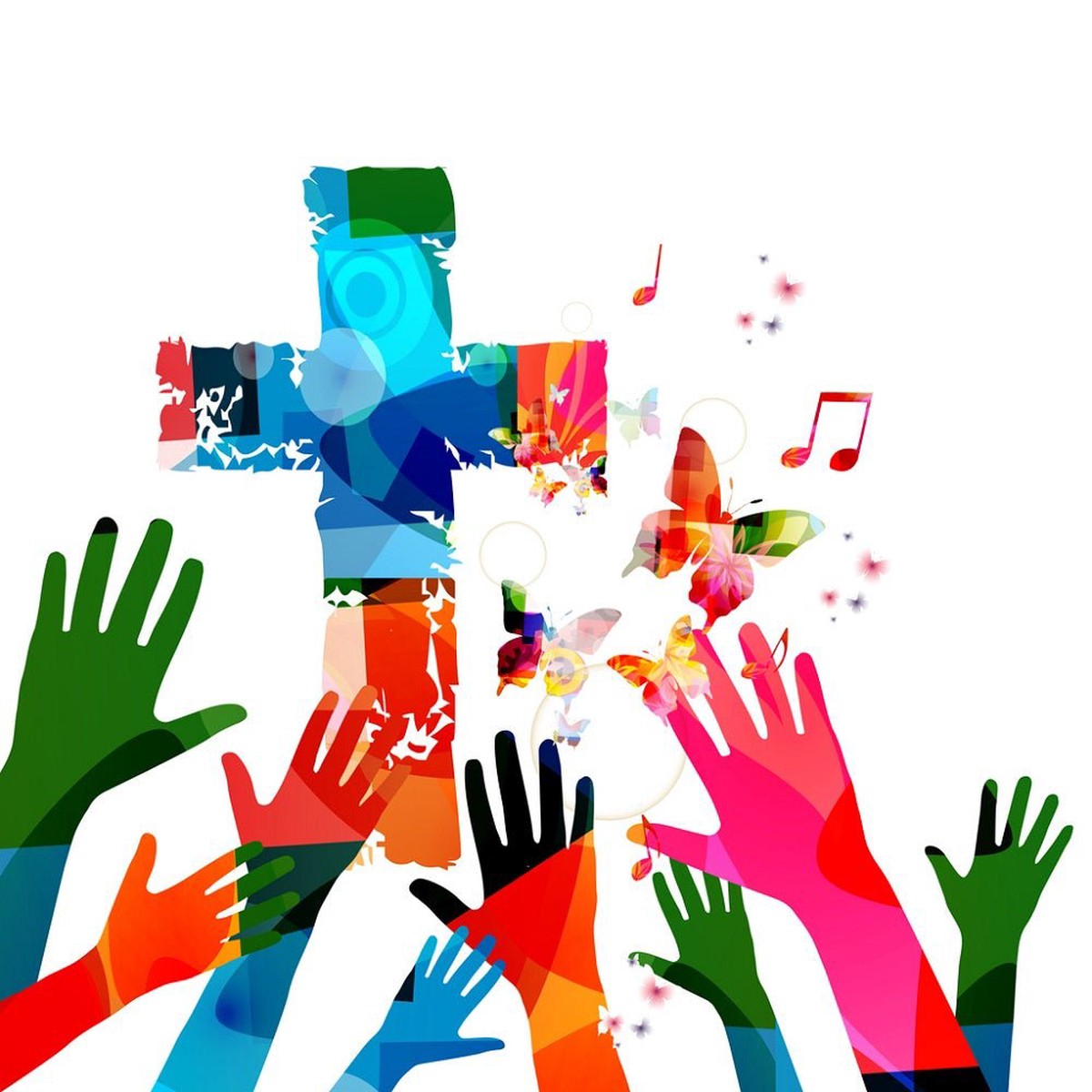 Colorful Praise and Worship Fabric Panel