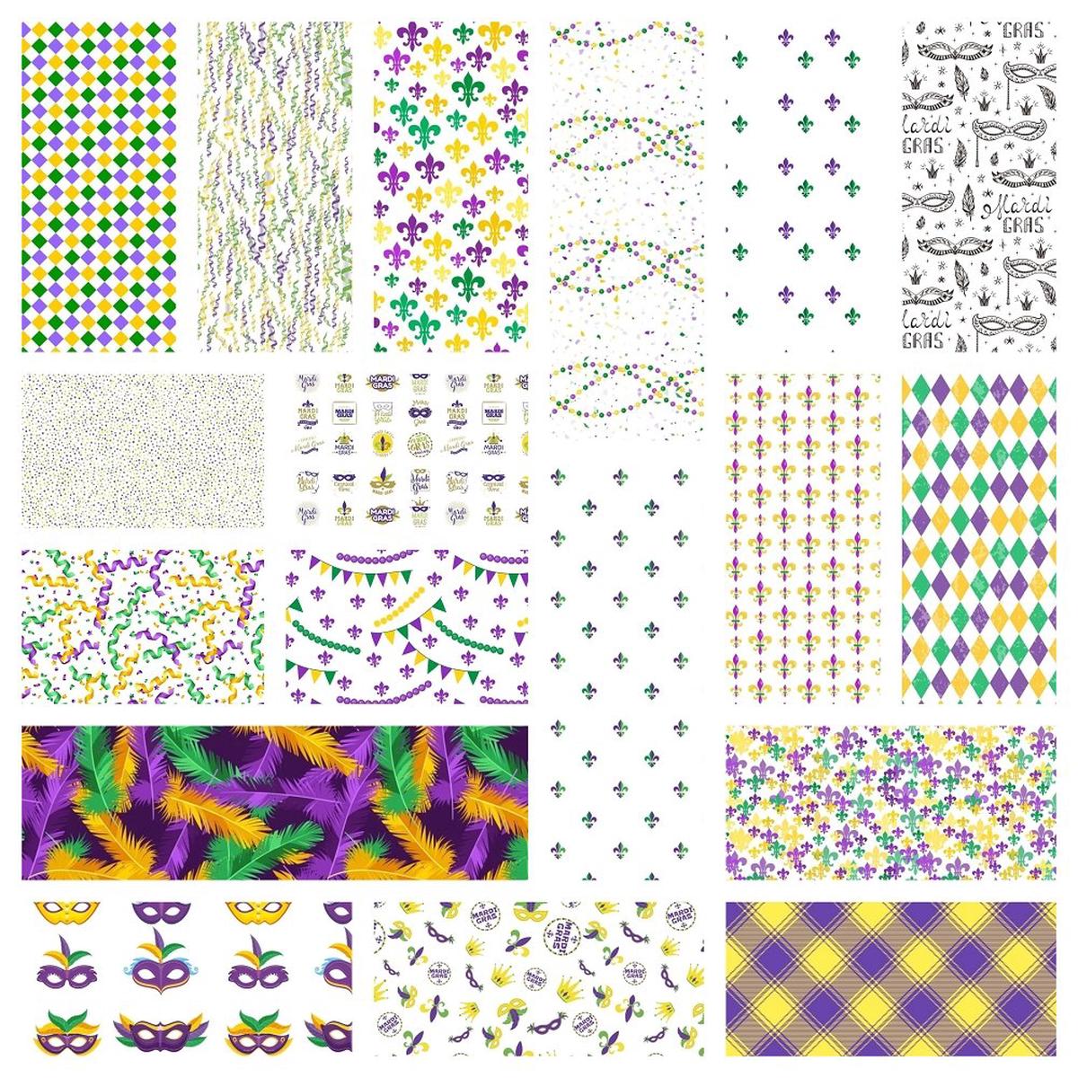 Mardi Gras Fat Quarter Bundle - 18 Pieces