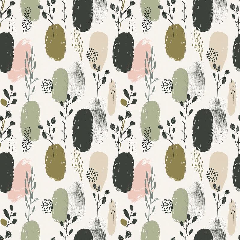 Sage Green Boho Pattern 2 Quilting Cotton Fabric