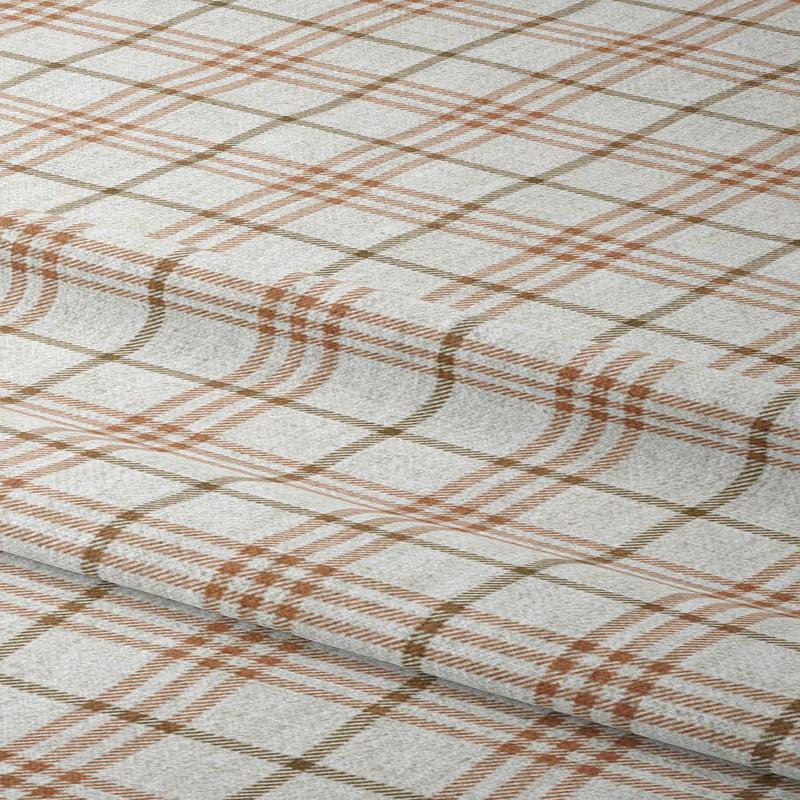 'Caledonia' Fabric by the Metre (Linen White & Muted Orange)