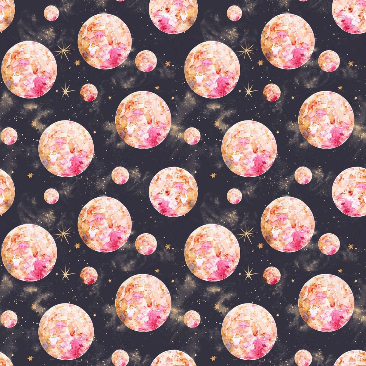 Solar System Pattern 11 Quilting Cotton Fabric