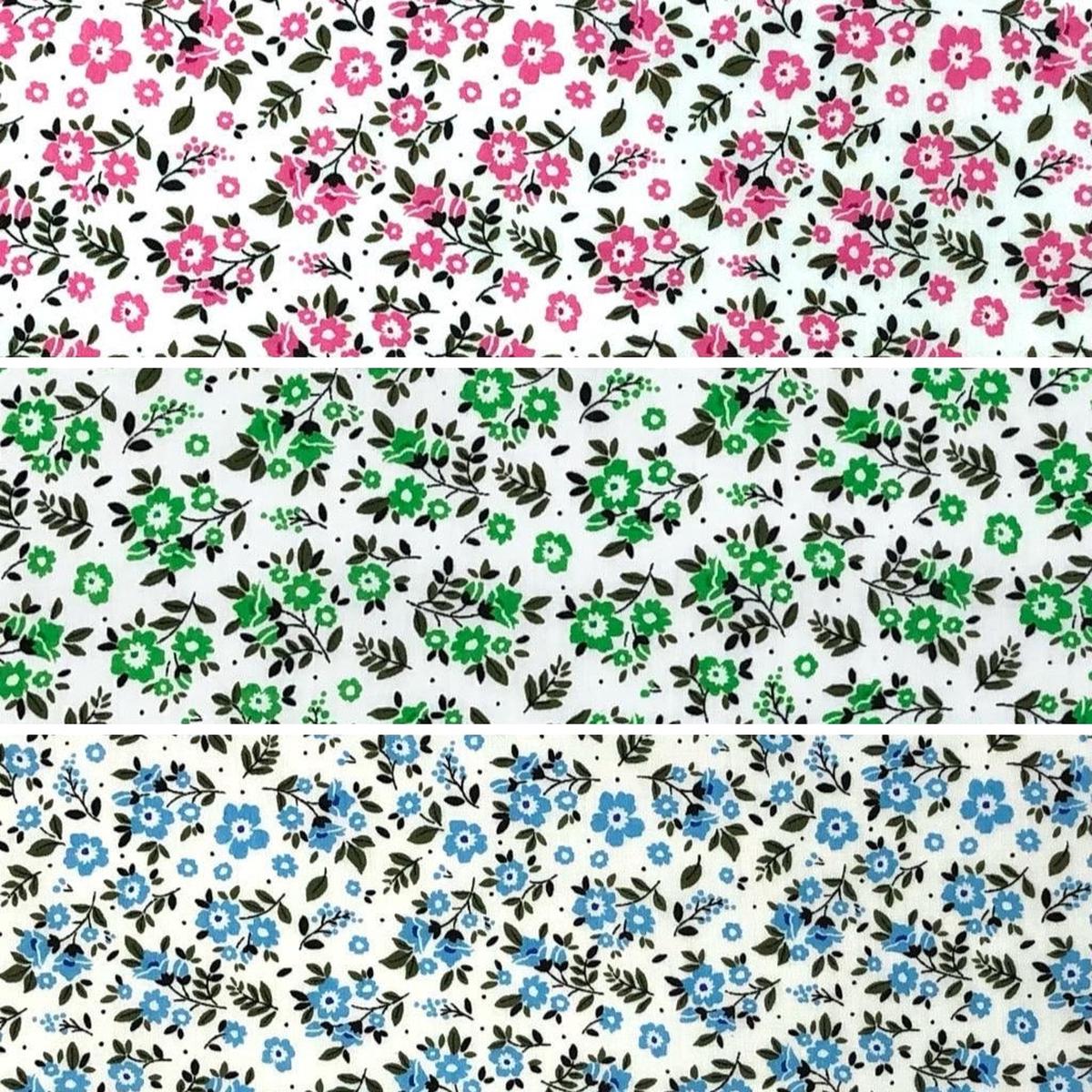 All Over Flowers and Leaves Polycotton Fabric