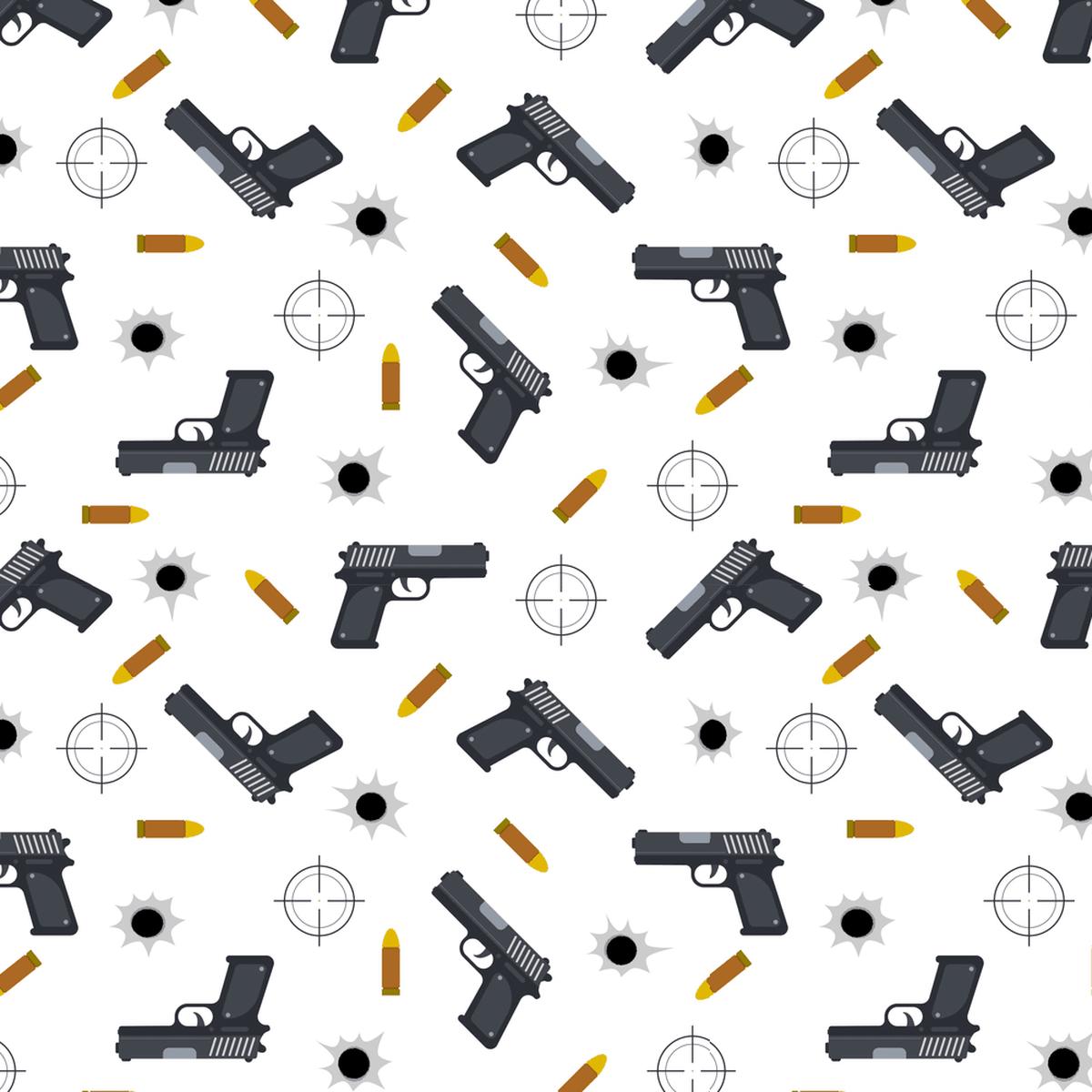 Handgun Bullet Hole Fabric - White