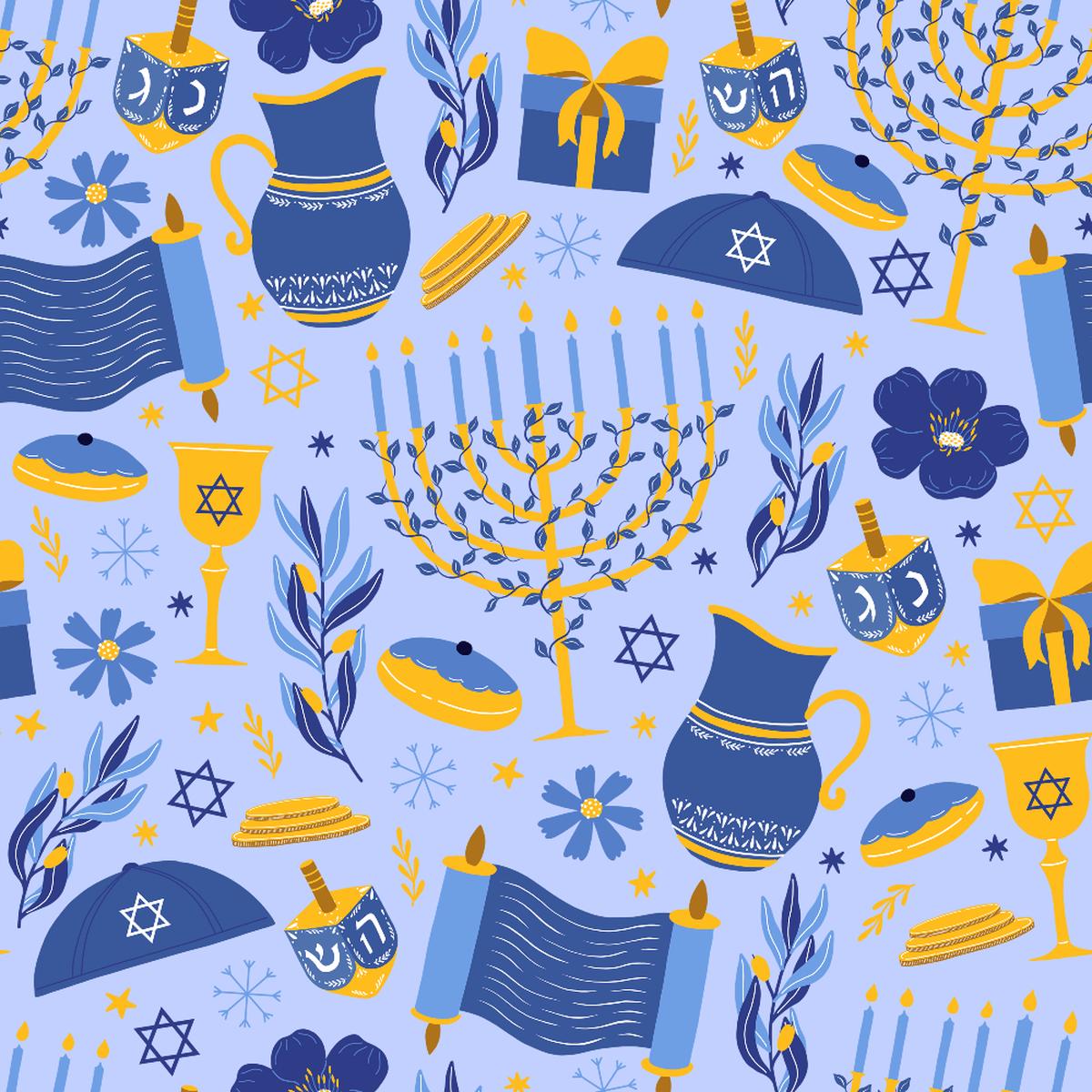 Happy Festival of Lights Pattern 11 Blue Quilting Cotton Fabric