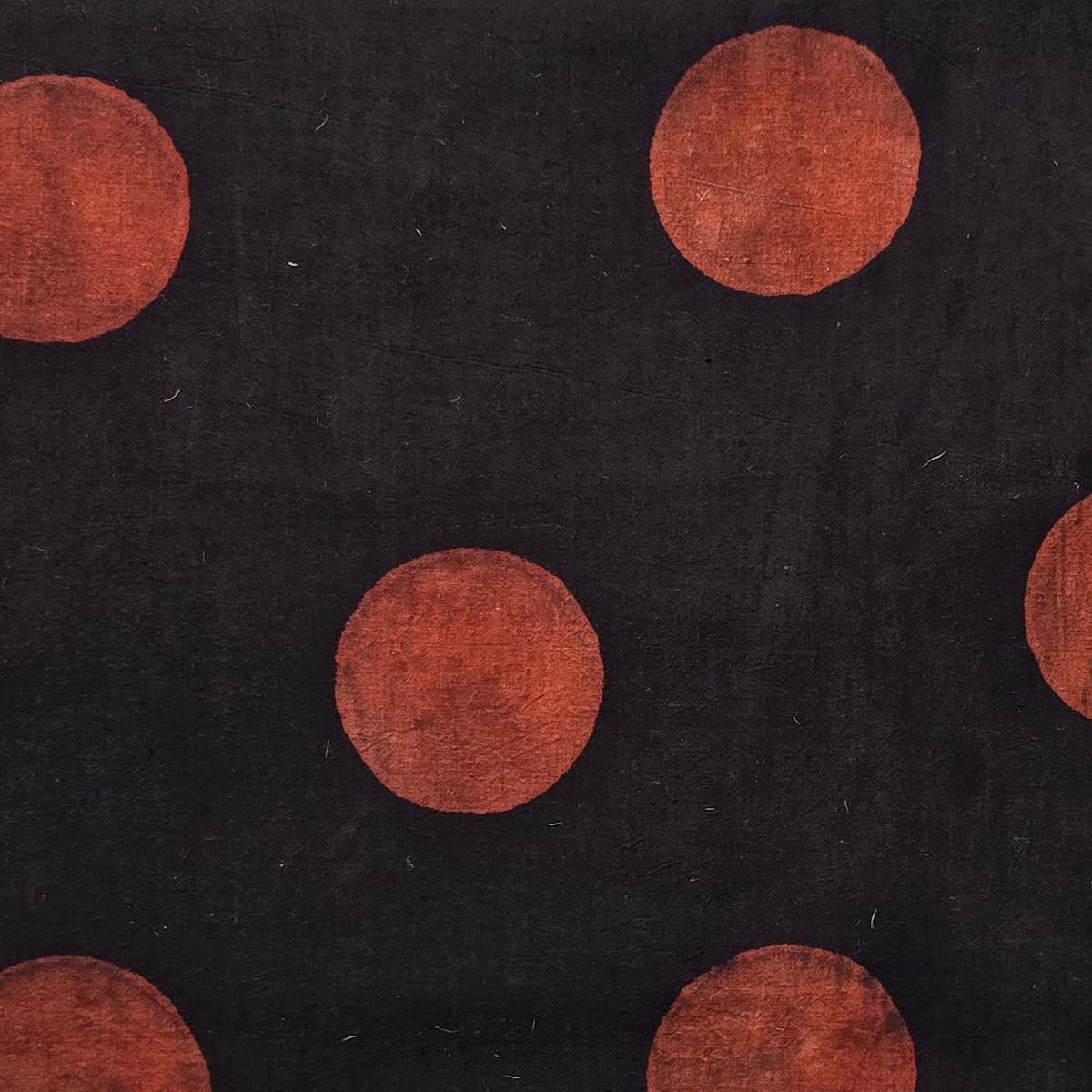 Pure Cotton Ajrak Black With Rust Red Big Polka Dot Design Hand Block Print Fabric