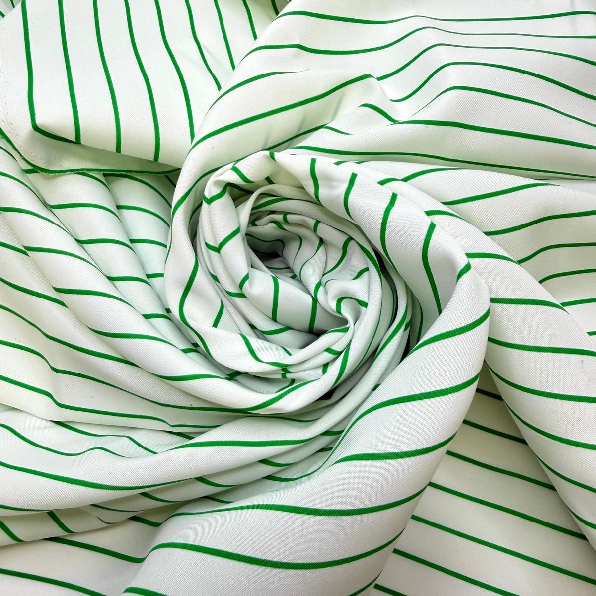 Countdown To 2014 - Polyester Blend Woven - Green/White Pinstripe - 2.3M Bundle